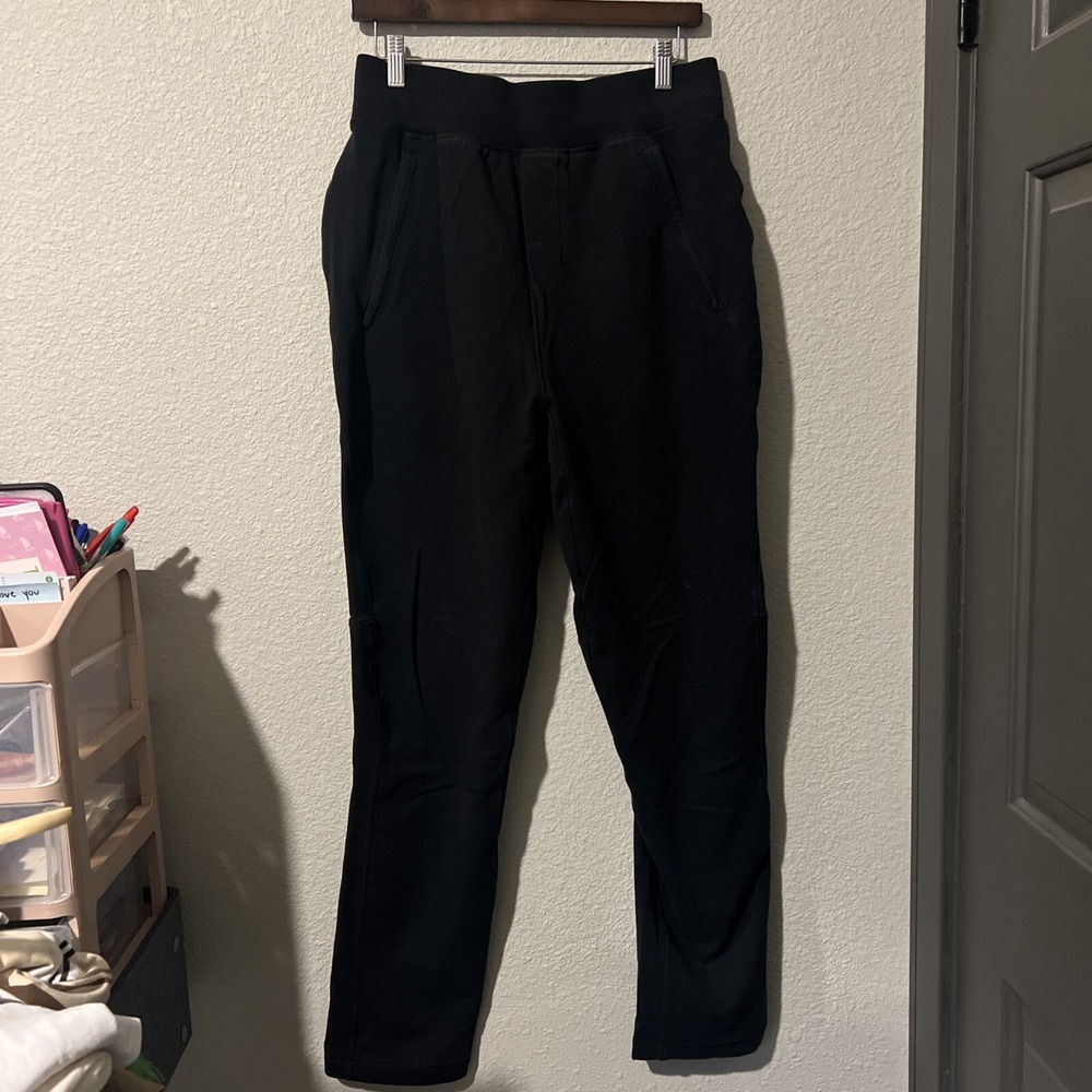 Lululemon BLACK Athletic Elastic Waist Pants Zippered Pkts MEDIUM 30"insm